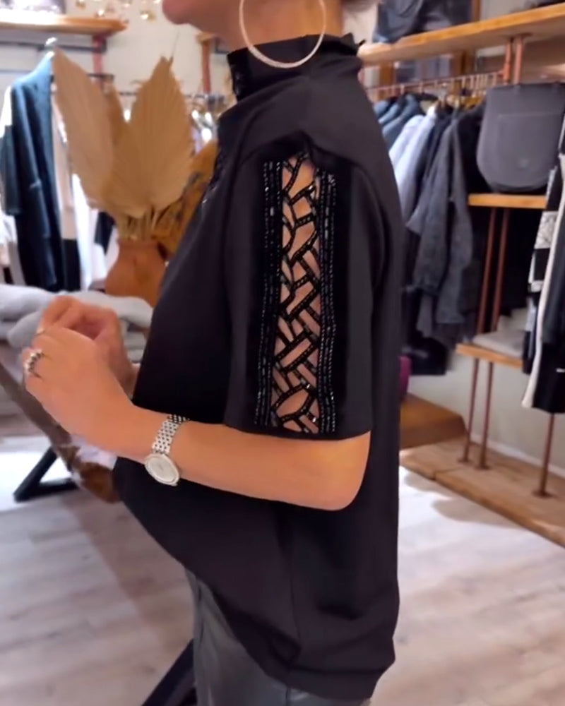 Top Modieus Kortmouwig Uitgesneden Kraag