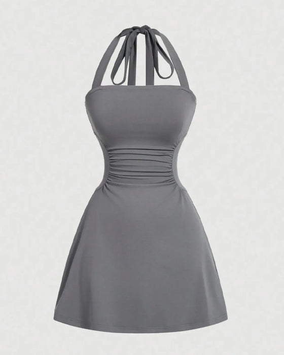 Jurk Halterneck Bandage Taille Gerimpeld