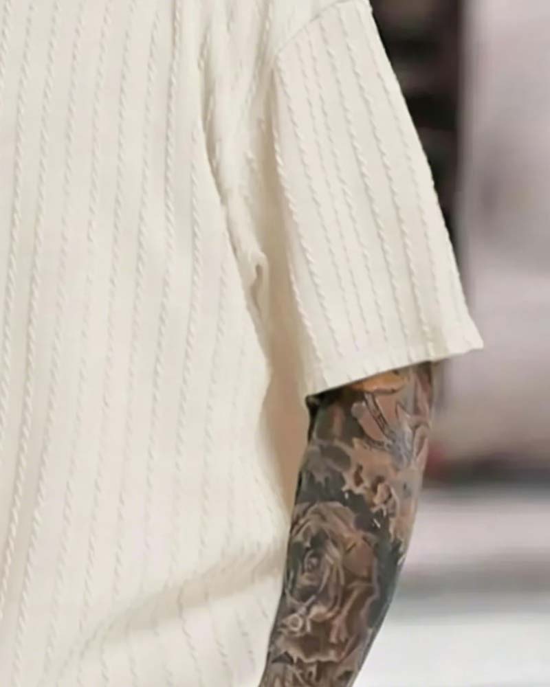 Herren Gestreept T-Shirt En Shorts Tweedelig Set