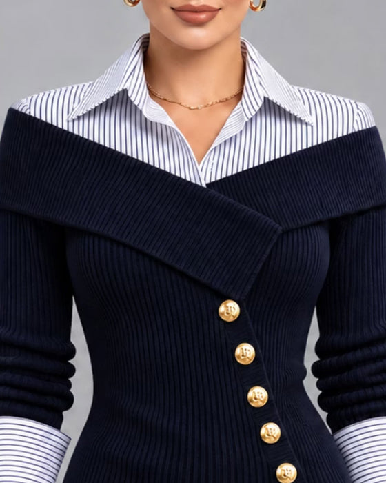 Nep-Laaglook Gestreept Patchwork-Blouse