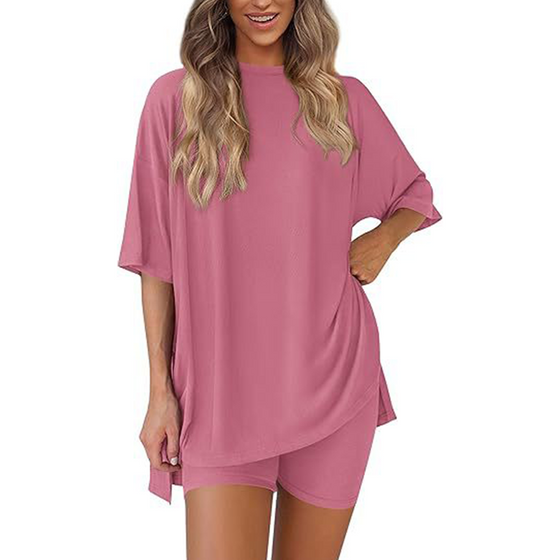 Casual Set Met Effen Kleur En Losse Pasvorm