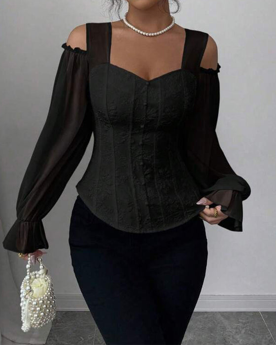 Blouse Off-Shoulder Lange Mouw Taille