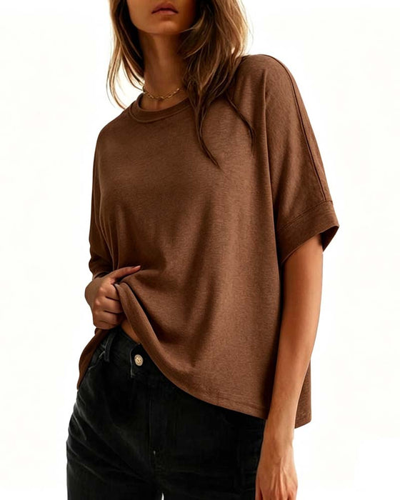 T-Shirt Ronde Hals Los Korte Mouw