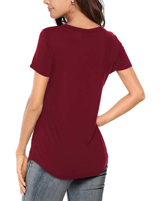 T-Shirt Onregelmatige V-Hals Casual