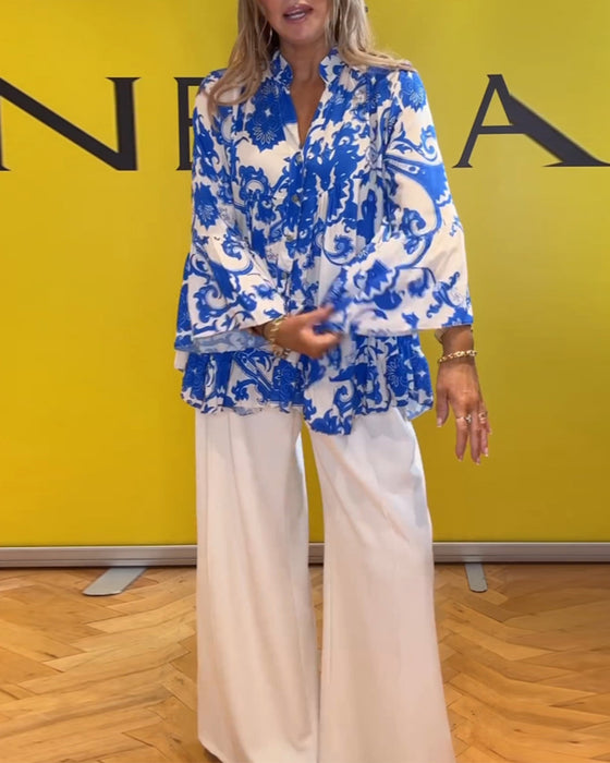 Blouse met lange mouwen en frisse print