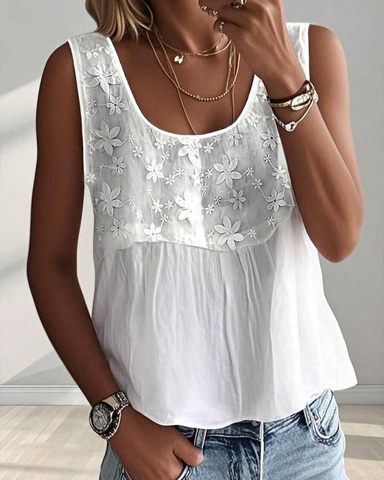 Tank Top U-Hals Mouwloos Effen