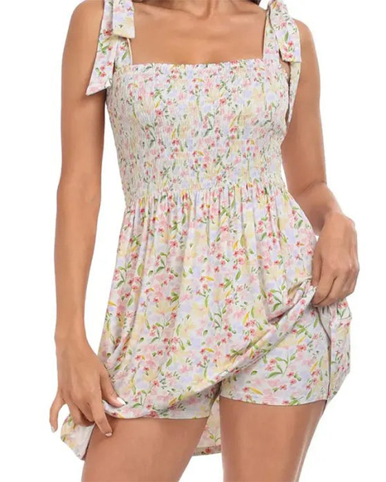 Jurk Dames Bloemen Mini Met Ingebouwde Shorts