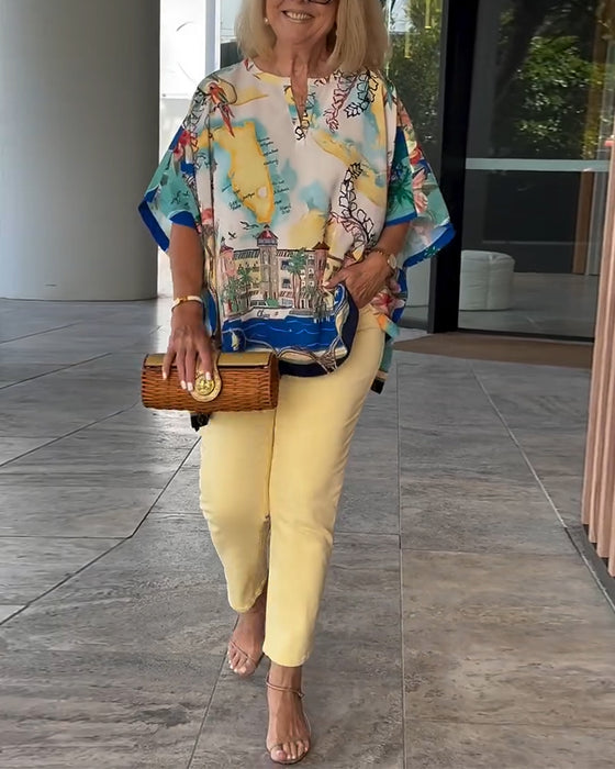 Blouse Vleermuismouw Print