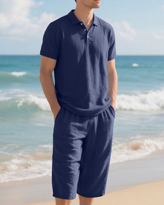 Casual Herenset Met Poloshirt En Cropped Broek