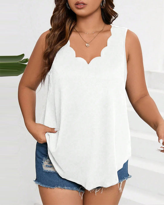 Tanktop Effen V-Hals Mouwloos