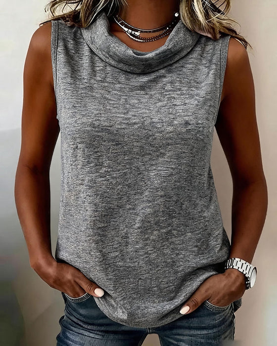Tanktop Kraag Gestapeld Effen Kleur