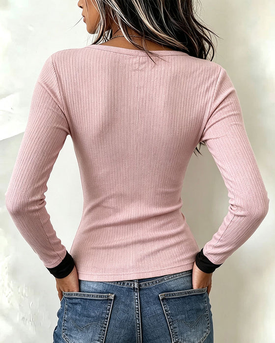 Top Contrastkleur Nep Twee-Delig