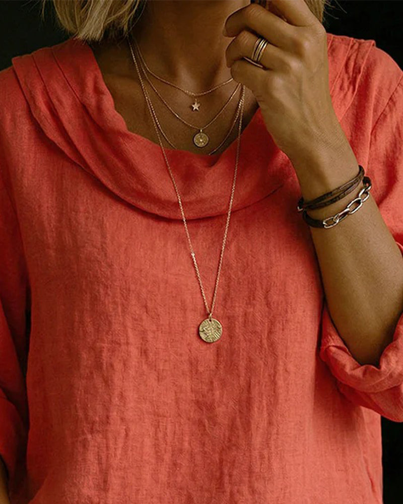 Top Omgeslagen Kraag Katoen