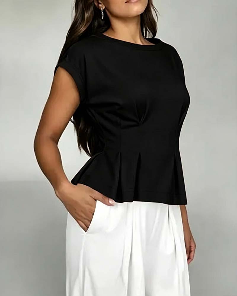 T-Shirt Cap Mouw Gerimpelde Taille