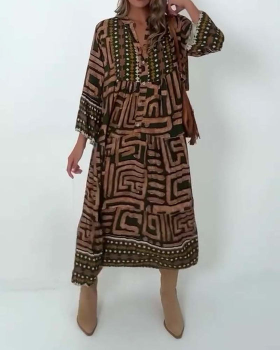 Jurk Etnische Geometrische Print