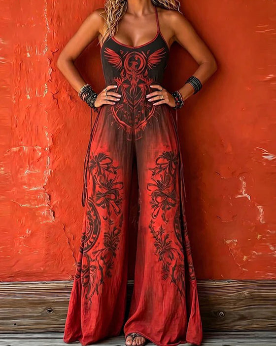 Jumpsuit Spaghettibandjes Gradient Totem Wijde Pijp