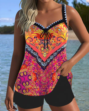 Badpak vakantie print tanktop tweedelig