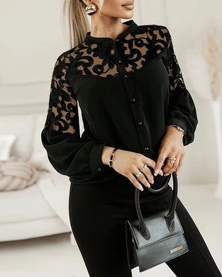 Patchwork Blouse met Lantaarnmouwen