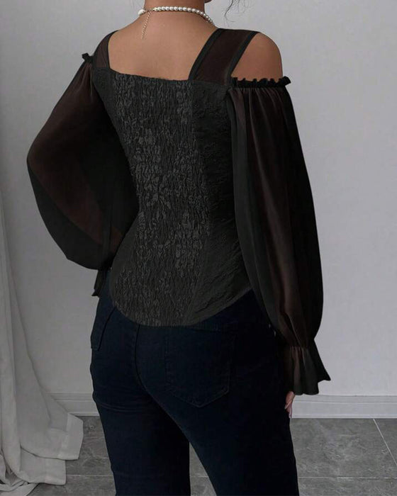 Blouse Off-Shoulder Lange Mouw Taille