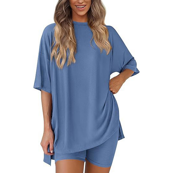 Casual Set Met Effen Kleur En Losse Pasvorm