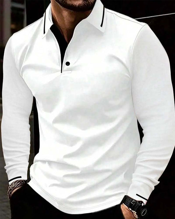 T-Shirt V-Hals Geribbeld Effen Kleur Heren