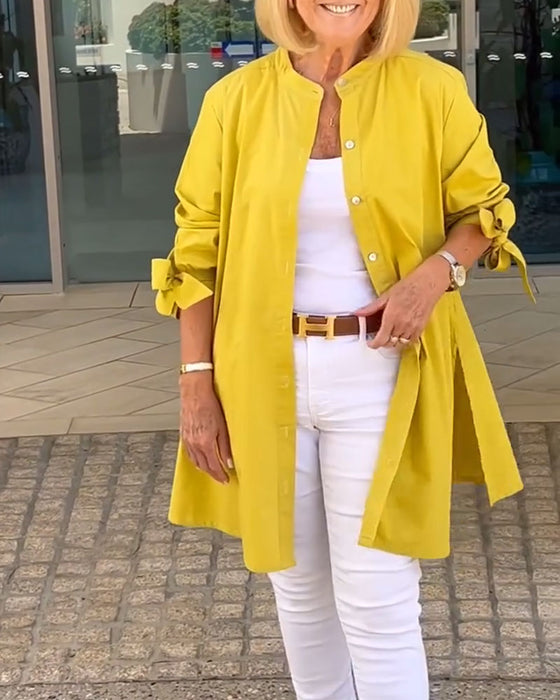 Shirt Effen Casual Lange Mouwen