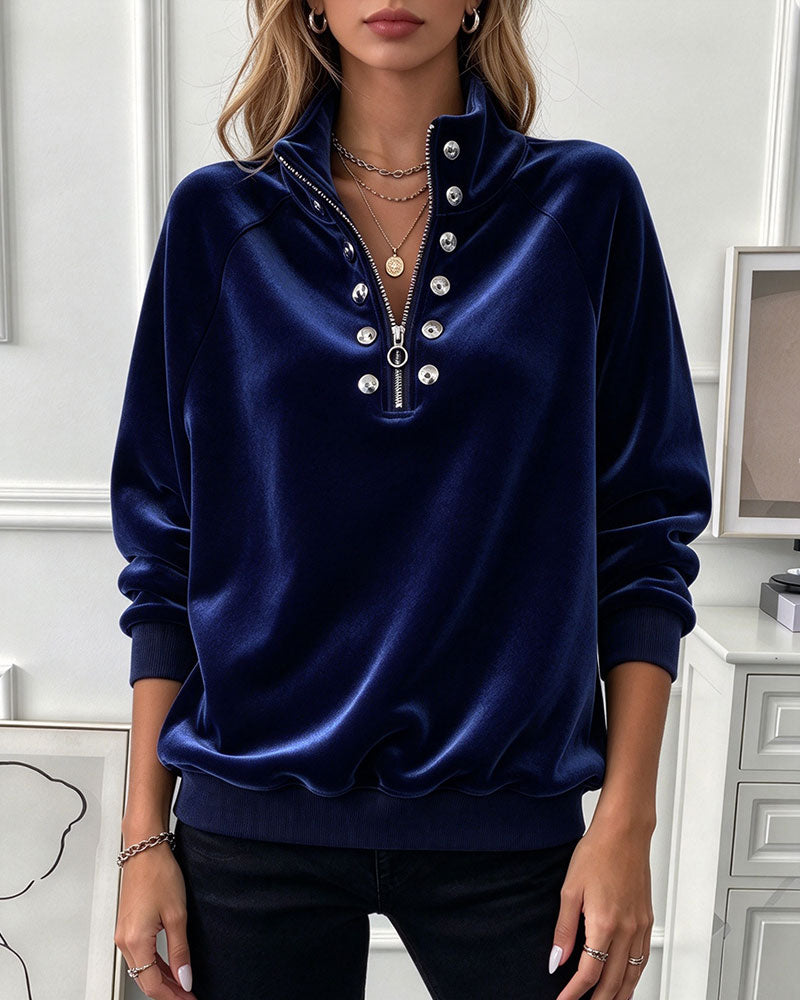 Sweatshirt Coltrui Rits Knoop Lange Mouw
