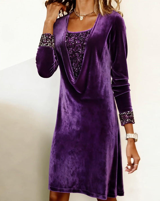 Jurk Elegant Pailletten Patchwork