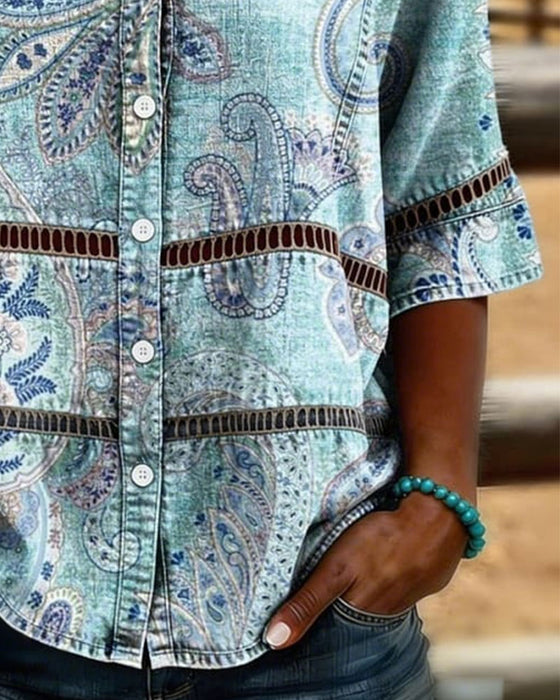 Overhemd Paisley Print Driekwart Mouw