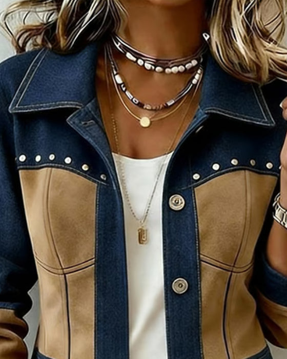 Jas Met Capuchon Rits Zak Denim Paneel