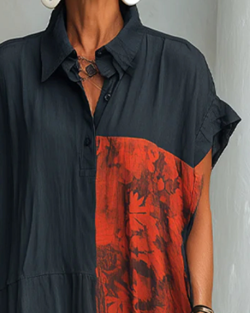 Jurk Reverse Print Los Overhemd