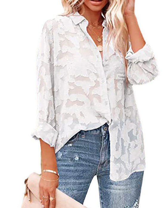 Blouse Chiffon Jacquard Sheer