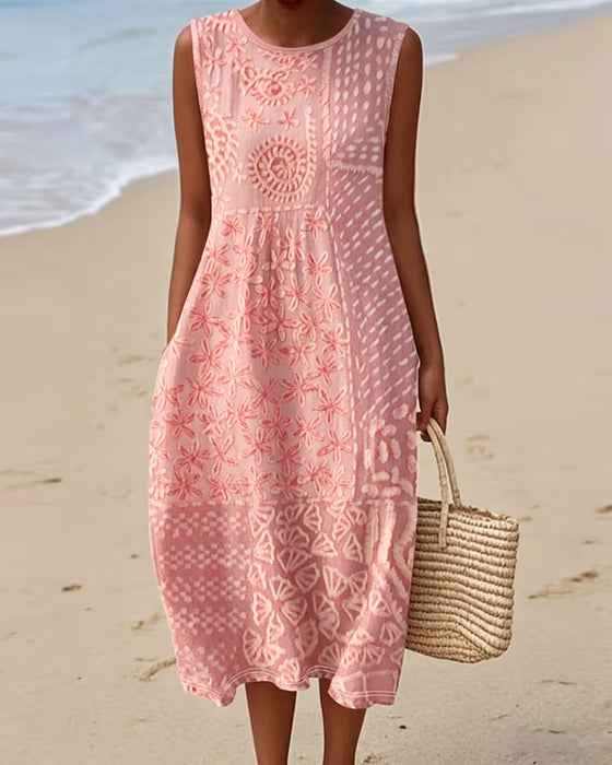 Jurk Patchwork Print Mouwloos