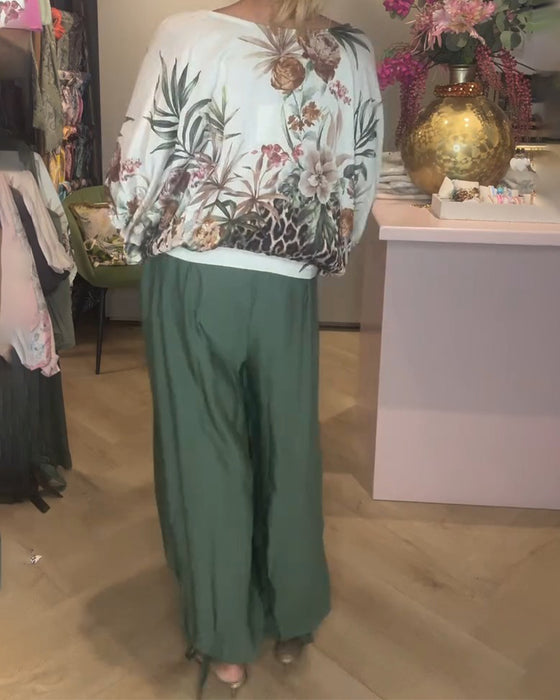 Blouse Vleermuis Mouw Afdruk Los