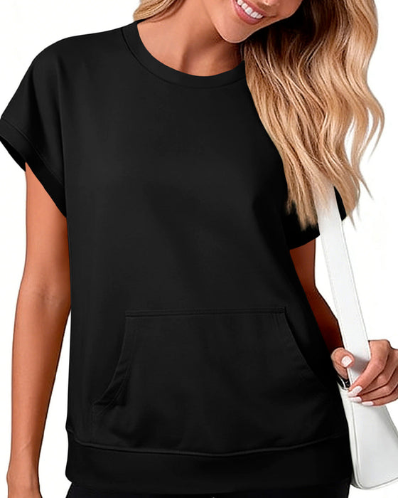 Blouse Voorzak Effen Ronde Hals