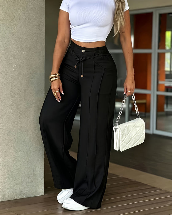 Broek Middenvouw Hoge Taille Strik