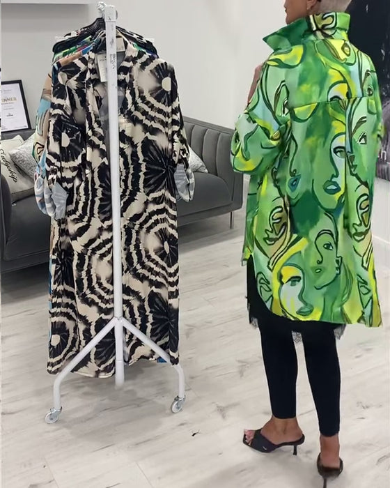 Casual overhemd met revers en gezichtprint