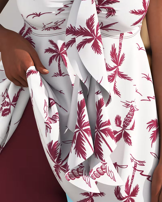 Tankini Palmboom Print Zwem Rok