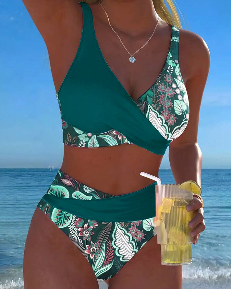 Bikini Contrastkleur Mode Bloem