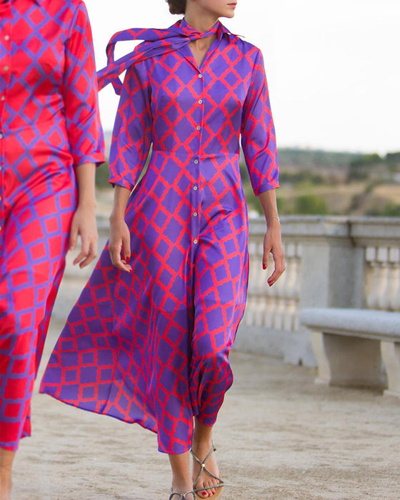 V-hals 3/4 mouwen Shirtjurk