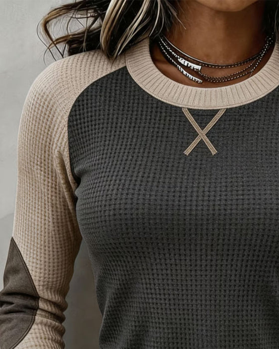 Top Ronde Hals Raglan Kleurblok