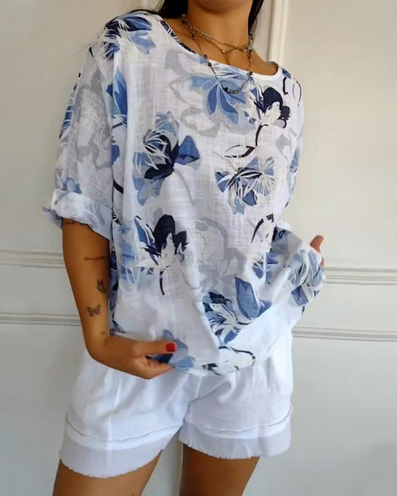 Blouse Ronde Hals Lange Mouw Geprint