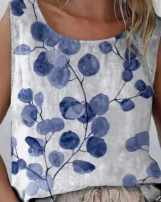 Tanktop Inkt Was Bloemig Mouwloos