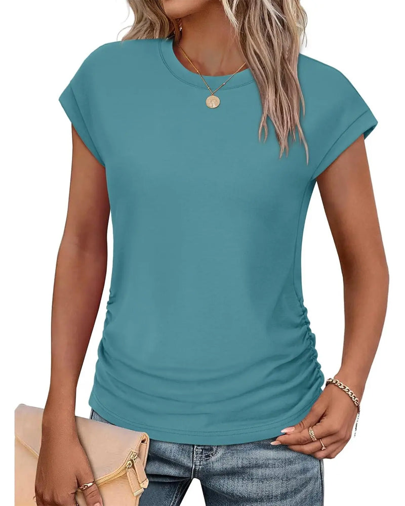 T-Shirt Zijde Rimpeling Korte Mouw