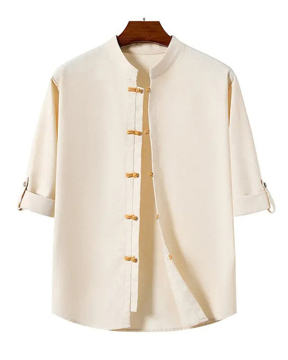 Shirt Chinese Stijl Vierkante Hals Casual