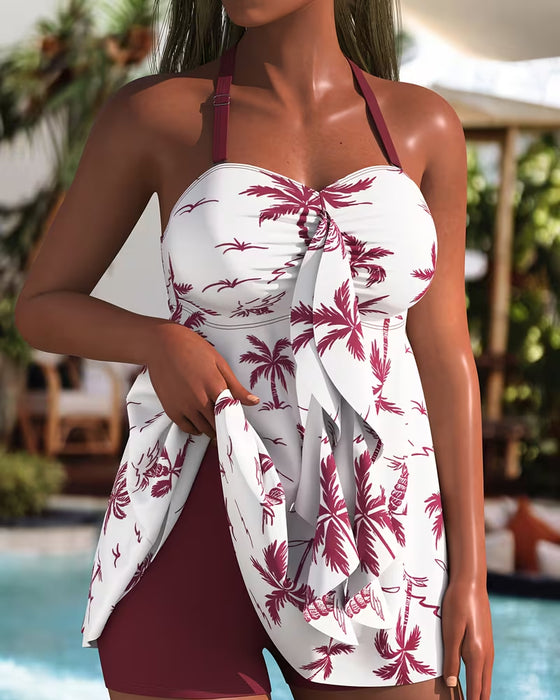 Tankini Palmboom Print Zwem Rok