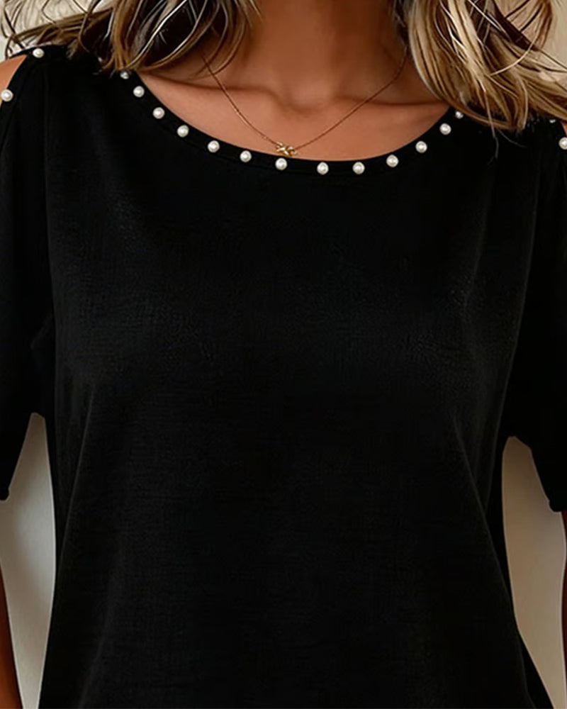 Blouse Off-Shoulder Korte Mouw Ronde Hals