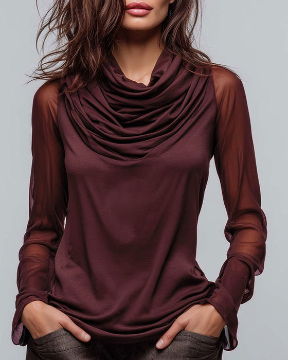 Blouse Mock Hals Effen Casual
