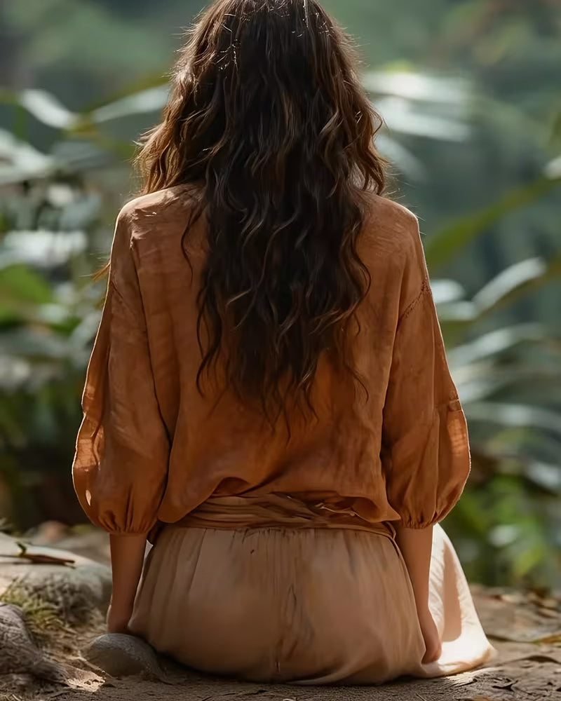 Blouse V-Hals Lichtgewicht Casual