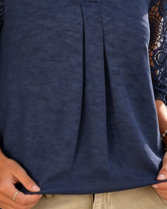 Blouse Kant Patchwork V-Hals
